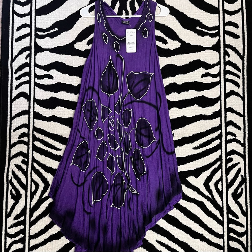 Fashion Force Purple Boho Hippie Whimsigoth Fairy Witchy Sleeveless Floral Dress